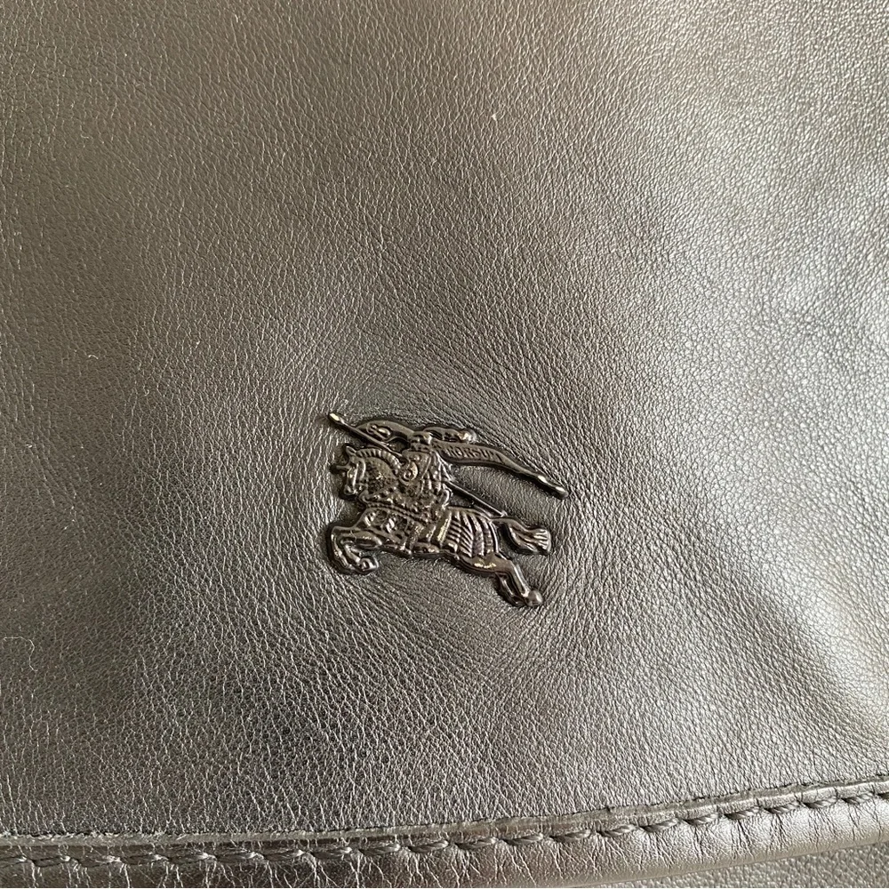Burberry black leather messenger bag